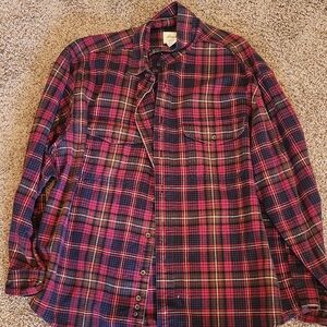 Eddie Bauer Red, Blue, Green Plaid Flannel Shirt